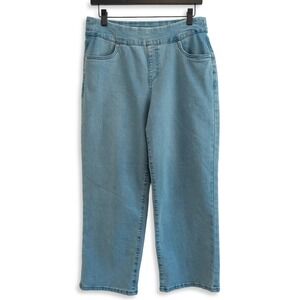 Blair Jeans Womens 12PS Blue Light Wash Denim Stretch Pull On Straight Leg